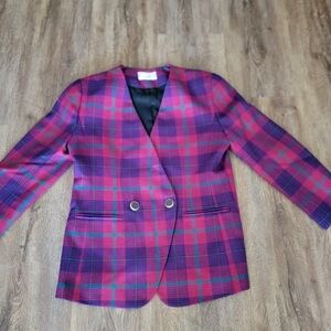 Braemar Petites Plaid Blazer #3056